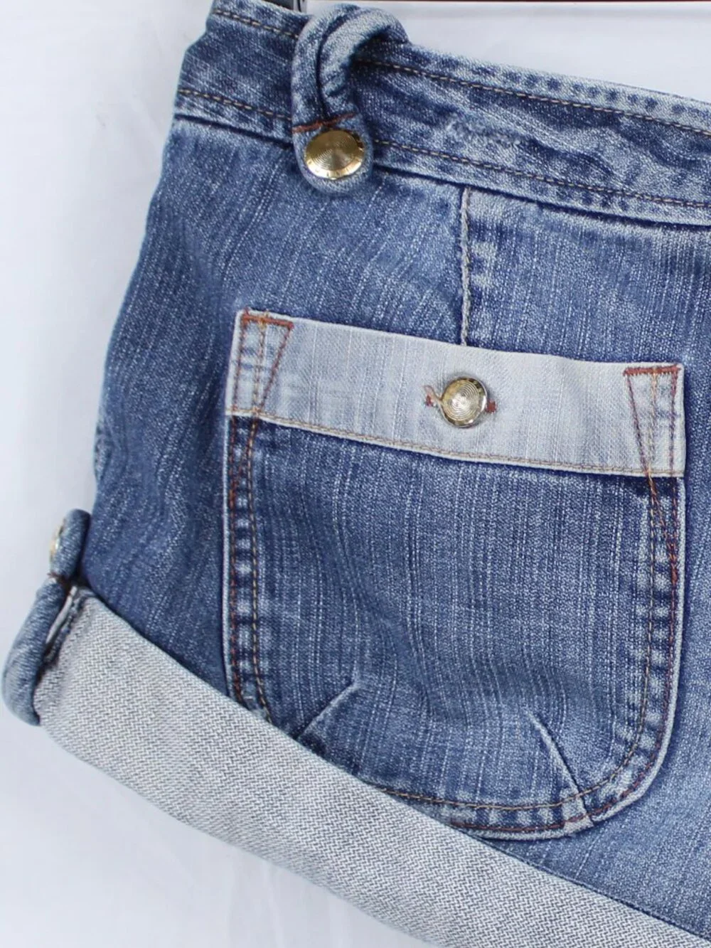 ARMANI EXCHANGE A/X WOMENS ROLL-UP BOTTOM BUTTON UP JEAN SHORTS Y2K VINTAGE SZ 2